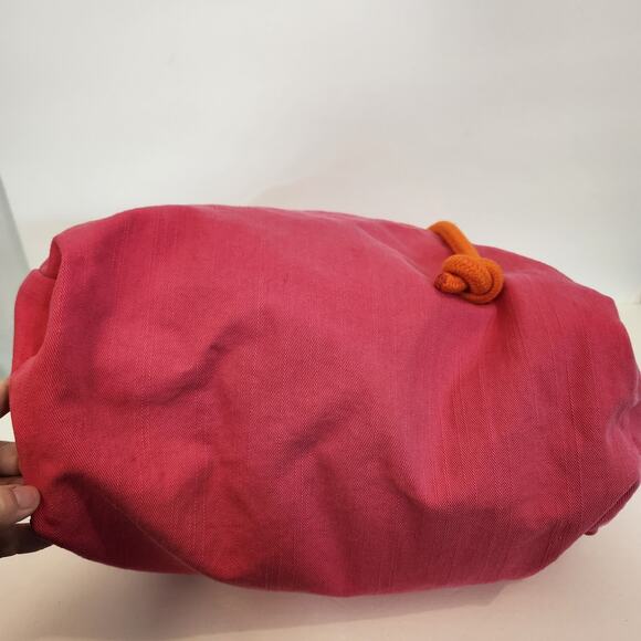 OLD NAVY Rare Vtg Pink Orange Peace Love Design Drawstring Beach Tote Bag Summer - Picture 10 of 11